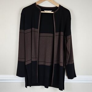 Exclusively Misook Brown Black Open Drape Cardigan Sweater Size Medium A0219